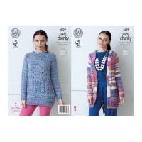 King Cole Ladies Raglan Jacket & Sweater Gypsy Knitting Pattern 4359 Super Chunky