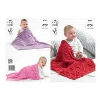 King Cole Baby Blankets Big Value Recycled Knitting Pattern 4137 Aran