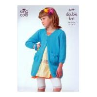 King Cole Girls Cardigan & Dress Knitting Pattern 3279 DK