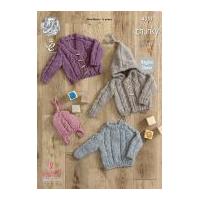 King Cole Baby Sweater, Hoodie, Cardigan & Hat New Magnum Knitting Pattern 4351 Chunky
