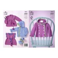King Cole Baby Jackets, Cardigan, Top & Booties Comfort Knitting Pattern 3972 Aran