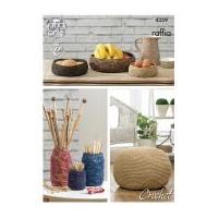 King Cole Home Storage Bowls, Jar Covers & Pouffe Raffia Crochet Pattern 4339