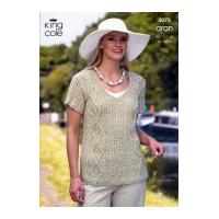 King Cole Ladies Jacket & Sweater Fashion Knitting Pattern 3075 Aran