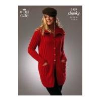 king cole ladies jackets merino blend knitting pattern 3439 chunky