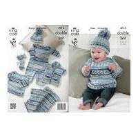 King Cole Baby All-in-One, Cardigan, Sweater, Blanket, Hat & Mittens Cherish Knitting Pattern 4012 DK