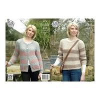 King Cole Ladies Raglan Sweater & Cardigan Panache Knitting Pattern 4270 DK