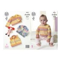 King Cole Baby Waistcoat, Cardigan & Sweater Splash Knitting Pattern 4656 DK