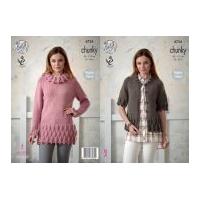 King Cole Ladies Tunic Top & Cardigan New Magnum Knitting Pattern 4724 Chunky
