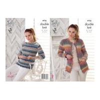 King Cole Ladies Jacket & Sweater Shine Knitting Pattern 4726 DK