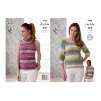 King Cole Ladies Sweater & Top Shine Knitting Pattern 4728 DK