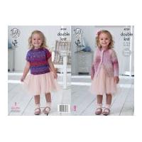 king cole girls cardigan top shine knitting pattern 4739 dk