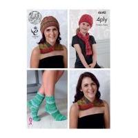 King Cole Ladies & Girls Neck Wrap, Hat, Scarf & Socks Party Glitz Knitting Pattern 4640 4 Ply