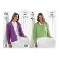 King Cole Ladies Jacket & Sweater Bamboo Cotton Knitting Pattern 4134 4 Ply
