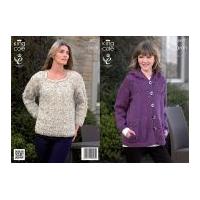 King Cole Ladies & Girls Sweater & Cardigan Fashion Knitting Pattern 3957 Aran