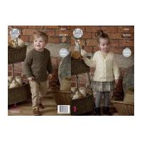 King Cole Childrens Raglan Tunic Top & Cardigan Fashion Knitting Pattern 4561 Aran