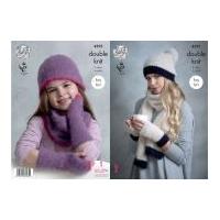 King Cole Ladies & Girls Hats, Mitts, Scarf & Snood Embrace Knitting Pattern 4592 DK