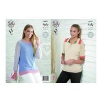 King Cole Ladies Raglan Sleeve Sweaters Bamboo Cotton Knitting Pattern 4479 4 Ply