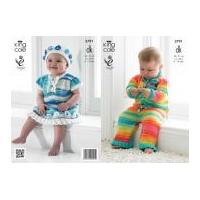 King Cole Baby Onesie, Dress & Hat Flash Knitting Pattern 3791 DK