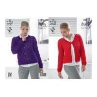 King Cole Ladies Sweater & Cardigan Glitz Knitting Pattern 4085 Chunky