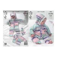 King Cole Baby All-in-One, Jacket & Socks Cherish Knitting Pattern 4009 DK