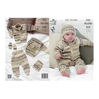 King Cole Baby Cardigan, Sweater, Pants, Hat & Mittens Cherish Knitting Pattern 4008 DK
