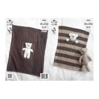 King Cole Baby Blankets & Teddy Bear Toy Comfort Knitting Pattern 4005 DK