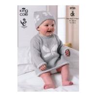 King Cole Baby Dress, Waistcoat & Hats Comfort Knitting Pattern 3735 DK