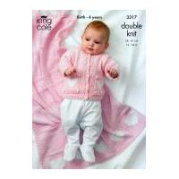 King Cole Baby Cardigan, Dress, Hat & Blanket Bamboo Cotton Knitting Pattern 3317 DK