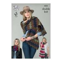 king cole ladies wraps shawls snood riot knitting pattern 4235 dk