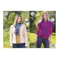 King Cole Ladies Raglan Jacket & Waistcoat Big Value Knitting Pattern 4384 Chunky