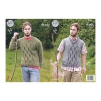 King Cole Mens Sweater & Tank Top Big Value Knitting Pattern 4387 Chunky