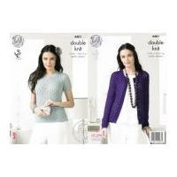 King Cole Ladies Top & Cardigan Glitz Knitting Pattern 4401 DK