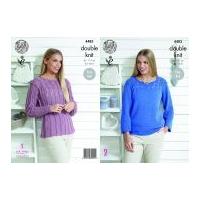 King Cole Ladies Sweaters Bamboo Cotton Knitting Pattern 4483 DK