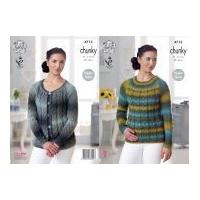 King Cole Ladies Sweater & Cardigan Riot Knitting Pattern 4713 Chunky