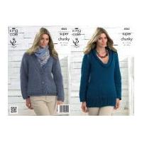 King Cole Ladies Sweater & Cardigan Big Value Knitting Pattern 4065 Super Chunky