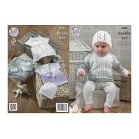 King Cole Baby Dress, Sweater, Cardigan & Hat Melody Knitting Pattern 4208 DK