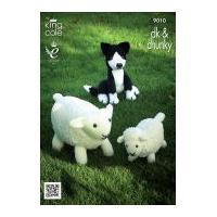 King Cole Sheep, Lamb & Sheepdog Toys Cuddles Knitting Pattern 9010 DK, Chunky