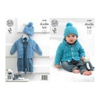 King Cole Baby Cardigans & Hat Cherish Knitting Pattern 4198 DK