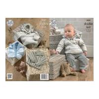 King Cole Baby Sweater, Hoodie & Waistcoat Candystripe Knitting Pattern 4205 DK
