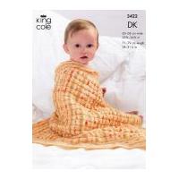 King Cole Baby Blankets Splash Knitting Pattern 3422 DK