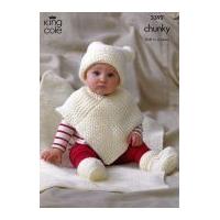 King Cole Baby Hat, Poncho, Booties & Blanket Comfort Knitting Pattern 3392 Chunky