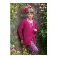 king cole girls cardigan jacket merino knitting pattern 3410 dk