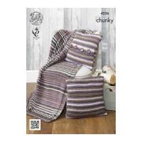 King Cole Home Blanket & Cushion Covers Riot Knitting Pattern 4236 Chunky