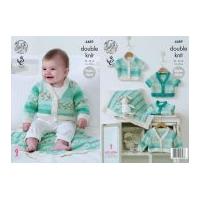 King Cole Baby Raglan Cardigans & Blanket Drifter for Baby Knitting Pattern 4489 DK