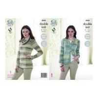 King Cole Ladies Raglan Sleeve Cardigan & Sweater Drifter Knitting Pattern 4545 DK
