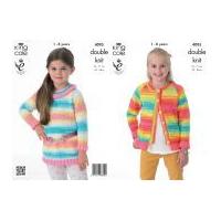 King Cole Childrens Tunic & Sweater Flash Knitting Pattern 4095 DK