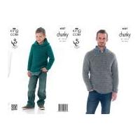 King Cole Mens & Boys Sweater & Hoodie Big Value Knitting Pattern 4087 Chunky