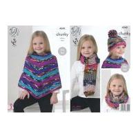 King Cole Girls Poncho, Hat, Scarf & Cowl Big Value Knitting Pattern 4242 Chunky