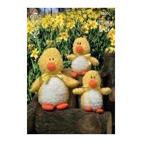 King Cole Easter Duck Toys Cuddles Knitting Pattern 9020 DK, Chunky