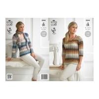 King Cole Ladies Sweaters & Scarves Shine Knitting Pattern 3844 DK